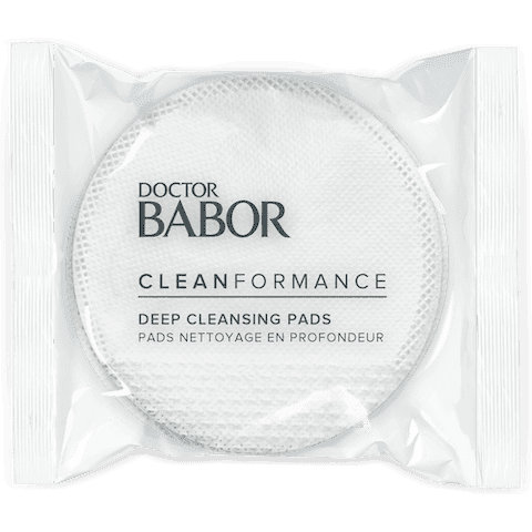 Almohadillas limpiadoras faciales BABOR Re-Fill Deep Cleansing Pads, desmaquillante biodegradable y vegano para limpieza facial profunda y exfoliación suave que cuida la piel sensible.